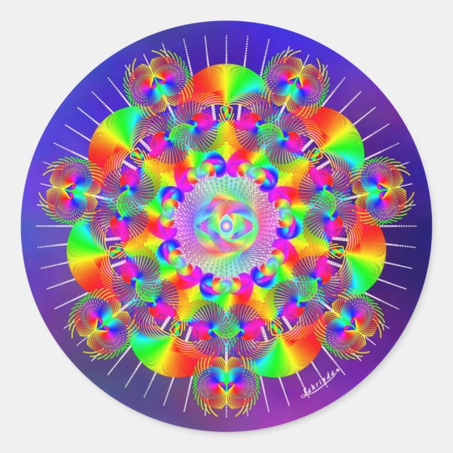 Adesivo Redondo Frequências do arco-íris (Frente)