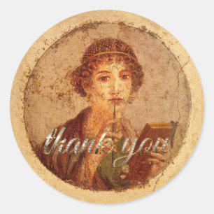 Adesivo Redondo Fresco de Safo em Pompeia Obrigado