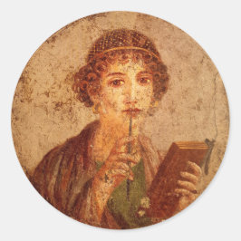 Adesivo Redondo Fresco de Sappho em Pompeia