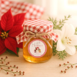 Adesivo Redondo Fresco Do Mercado Chá de panela Red Gingham