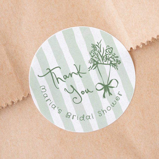 Adesivo Redondo Fresco do mercado Desenhado Mão Verde Impressionan (Criador carregado)