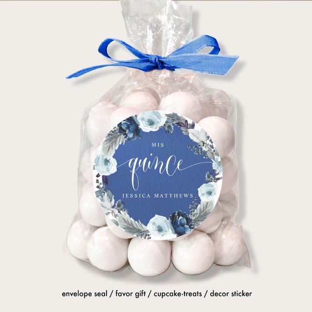 Adesivo Redondo Fresco, Espanhol, Real/Marinho Azul Fretado (Criador carregado)