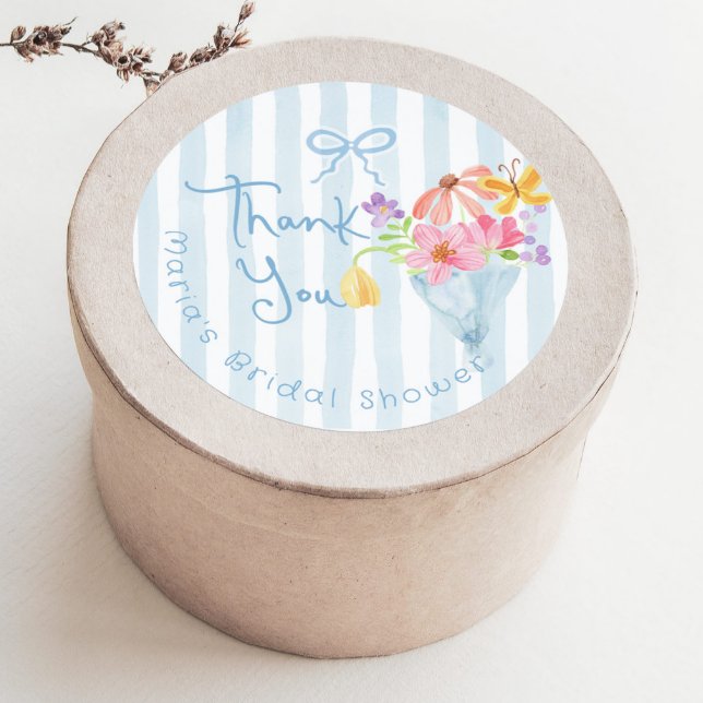 Adesivo Redondo Fresco Recém Chegado Blue aquarela Obrigado (Criador carregado)