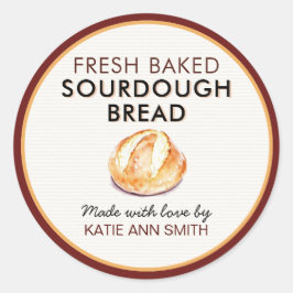 Adesivo Redondo Fresh Baked Sourdough Bread Label | Bakery Sticker