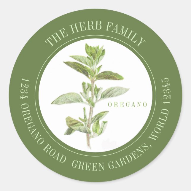 Adesivo Redondo FRESH OREGANO - Pequenos selos redondos - Verde (Frente)