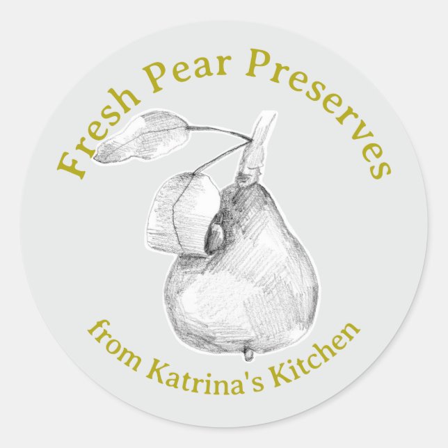 Adesivo Redondo Fresh Pear Preserves Kitchen Fruit Gift Label (Frente)
