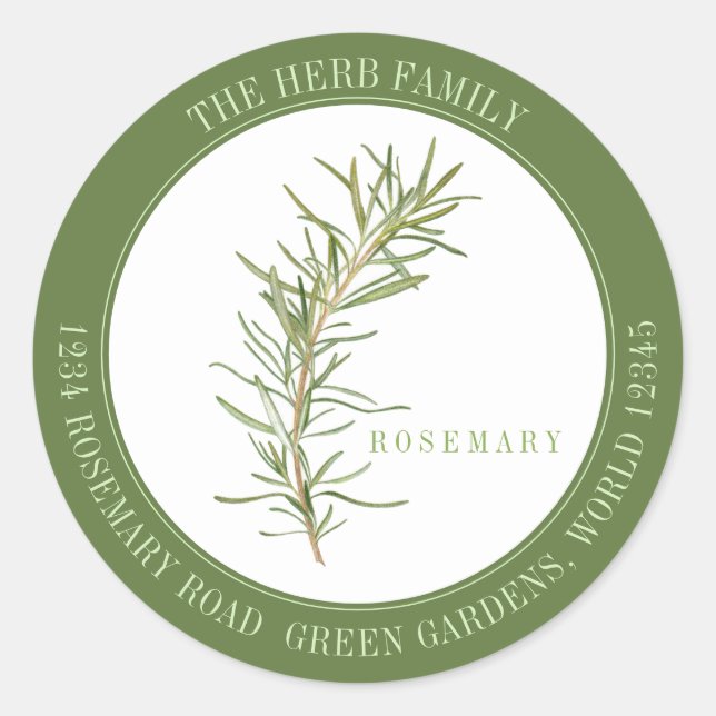 Adesivo Redondo FRESH ROSEMARY Large Round Envelope Seals - Verde (Frente)