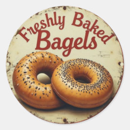 Adesivo Redondo Freshly Baked Bagels Vintage Metal Wall Art Sign