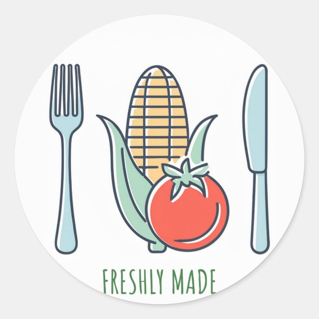 Adesivo Redondo Freshly Feito (Frente)