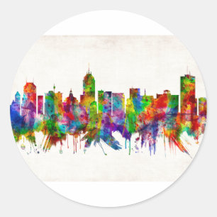 Adesivo Redondo Fresno California Skyline