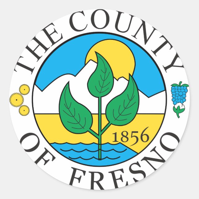 Adesivo Redondo Fresno County Fresno (Frente)