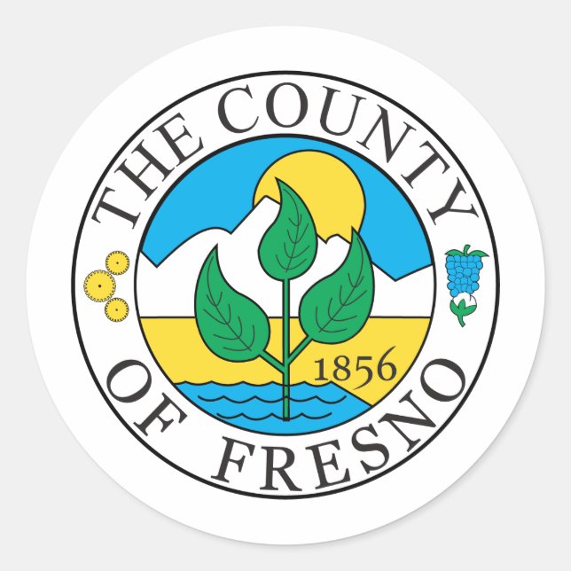 Adesivo Redondo Fresno County Fresno (Frente)