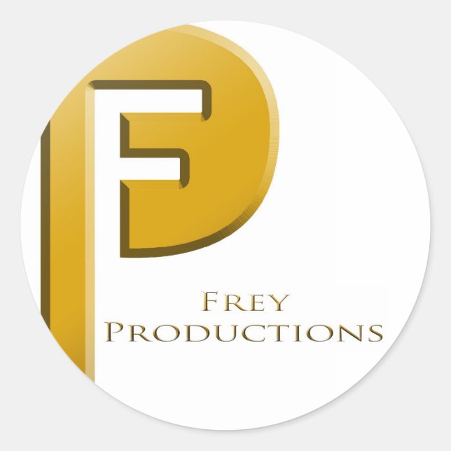 Adesivo Redondo Frey Productions Dourado Sticker (Frente)
