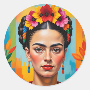Adesivo Redondo Frida Kahlo Impressão