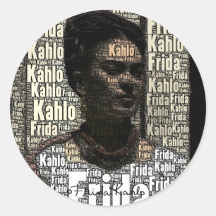 Adesivo Redondo Frida Kahlo Lettering Portrait