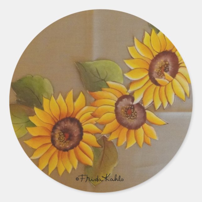 Adesivo Redondo Frida Kahlo Painted Sunflower (Frente)