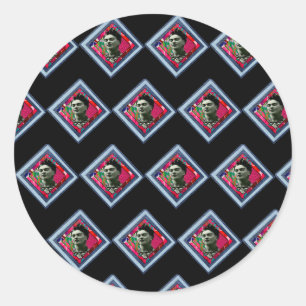 Adesivo Redondo Frida Kahlo Retro Denim Diamond