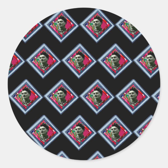 Adesivo Redondo Frida Kahlo Retro Denim Diamond (Frente)