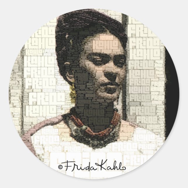 Adesivo Redondo Frida Kahlo Textile Portrait (Frente)