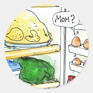 Adesivo Redondo Fridge Chicken Egg Family Engraçado