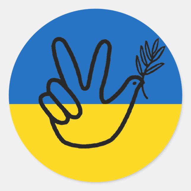 Adesivo Redondo Friedenstaube auf der ukrainischen Flagge (Frente)