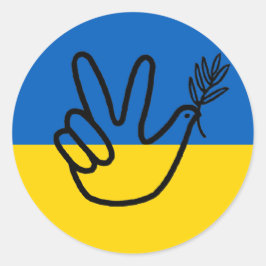 Adesivo Redondo Friedenstaube auf der ukrainischen Flagge