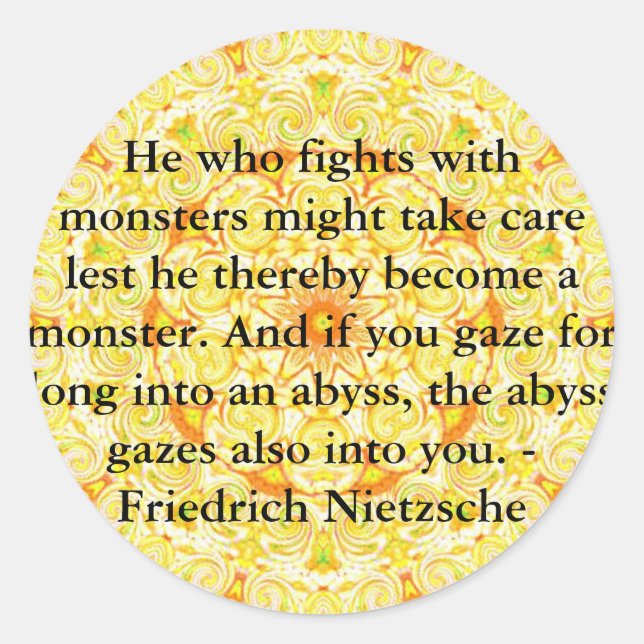Adesivo Redondo Friedrich Nietzsche - citação profunda (Frente)