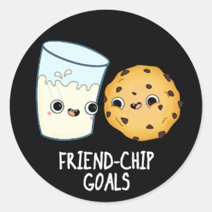Adesivo Redondo Friend Chip Mete Cookies Engraçados Leite Pun Dark