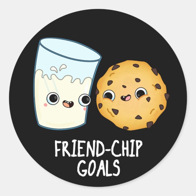 Adesivo Redondo Friend Chip Mete Cookies Engraçados Leite Pun Dark (Frente)