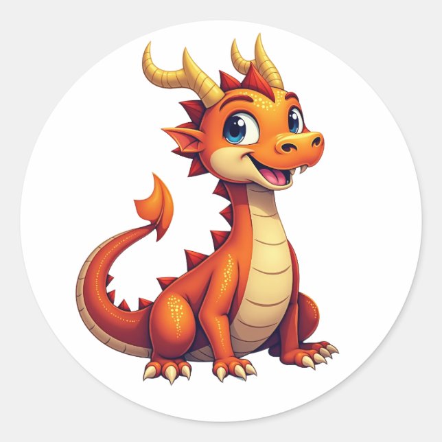 Adesivo Redondo Friendly Dragon Character Sticker  (Frente)