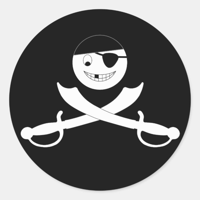 Adesivo Redondo Friendly Jolly Roger Stickers (Frente)