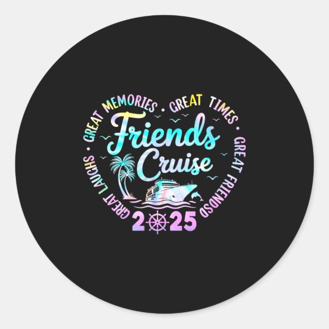 Adesivo Redondo Friends Cruise 2025 Matching Group Vacation Trip C (Frente)