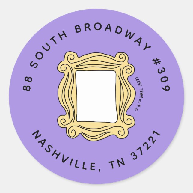 Adesivo Redondo FRIENDS™ | Quadro de aniversario com Olho Mágico E (Frente)