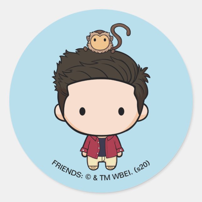 Adesivo Redondo FRIENDS™ | Ross Chibi (Frente)