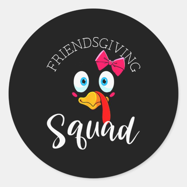 Adesivo Redondo Friendsgiving Squad Happy Thanksgiving Turkey Day  (Frente)