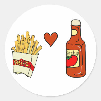 Adesivo Redondo Fries franceses adoram ketchup