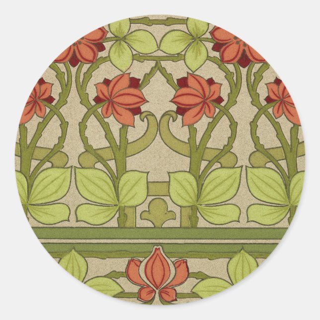 Adesivo Redondo Frieze Border Art Nouveau Floral (Frente)