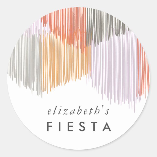 Adesivo Redondo Fringe de Fiesta Rosa (Frente)