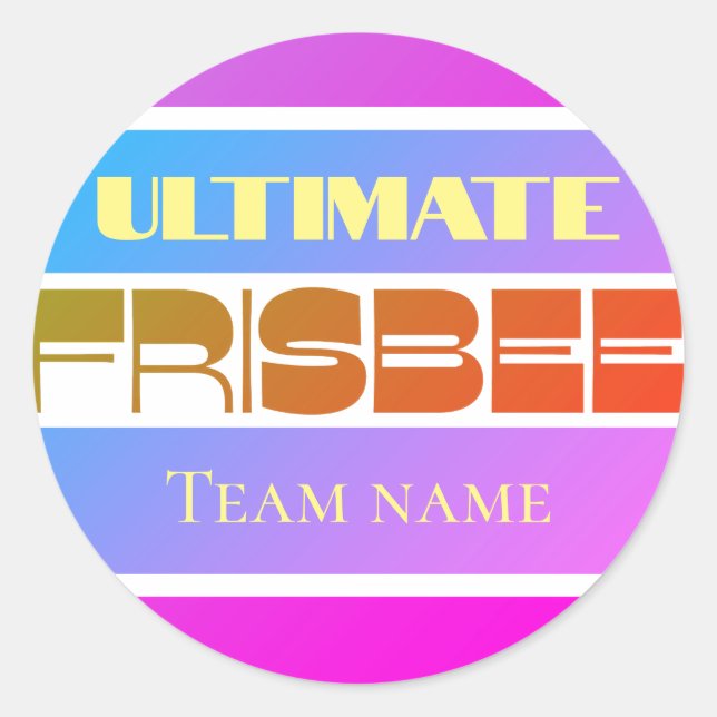 Adesivo Redondo Frisbee roxo rosa-quente personalizável (Frente)