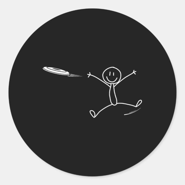 Adesivo Redondo Frisbee Stickman Disc Golf Funny Ultimate Frisbee  (Frente)