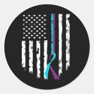 Adesivo Redondo Friso de Sensibilização das Bandeiras Americanas p