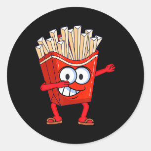 Adesivo Redondo Fritas Francesas Bonitas Dançando Funny Dabbing Fr