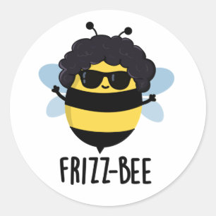 Adesivo Redondo Frizz Bee Cute Afro Bee Pun