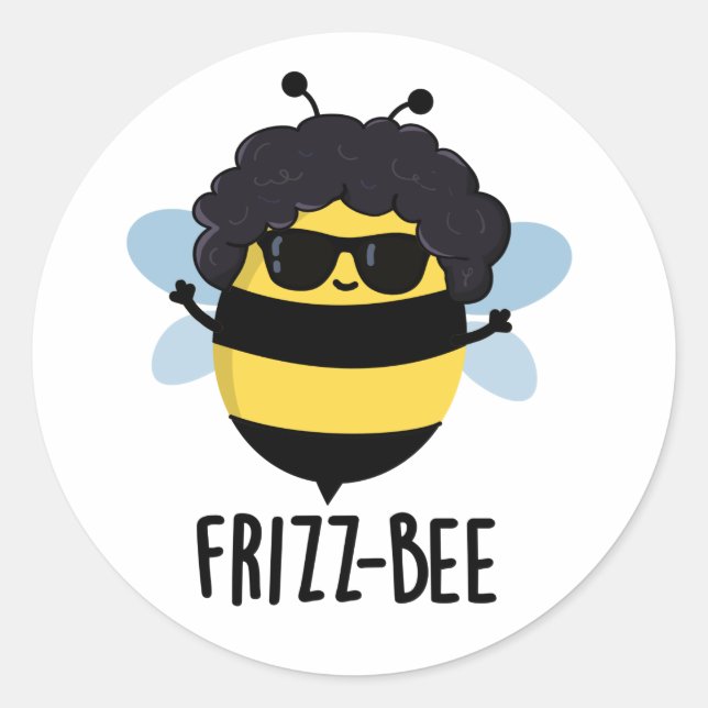 Adesivo Redondo Frizz-Bee Engraçado Afro Bee Pun (Frente)