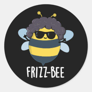 Adesivo Redondo Frizz-Bee Engraçado Afro Bee Pun Dark BG