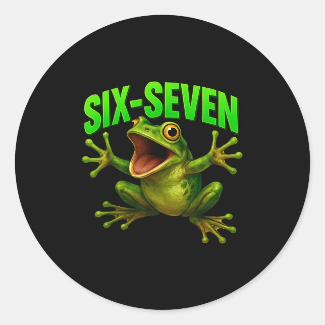 Adesivo Redondo Frog 67 Meme Six Seven Funny Gen Alpha  (Frente)