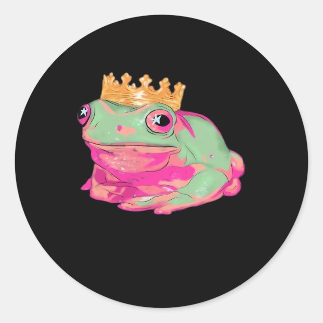 Adesivo Redondo Frog King Funky Meme Classic Style (Frente)