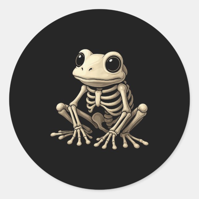 Adesivo Redondo Frog Skeleton Halloween Funny Frog Lover Men Women (Frente)