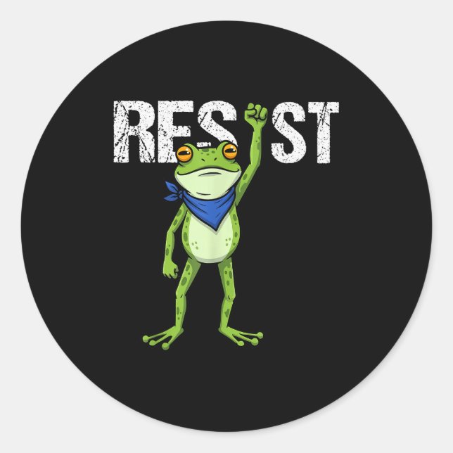 Adesivo Redondo Frogs Resist - Rtland Frog Protest Funny  (Frente)