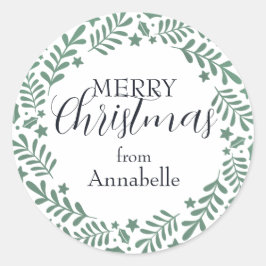 Adesivo Redondo Frohe Weihnachten Aufkleber mit schlichtem Kranz